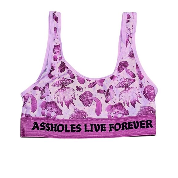 ALF New Mushroom Mesh Sheer Stretch Pink Sports Bra - Picture 2 of 7